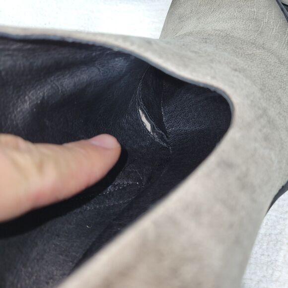 Free People Boots Womens Size 10.5 Gray Ankle Boot Bootie Leather Block Heel - Picture 13 of 16